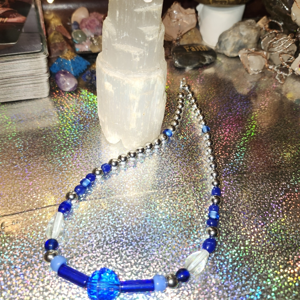 Royal/baby blue beaded Necklace